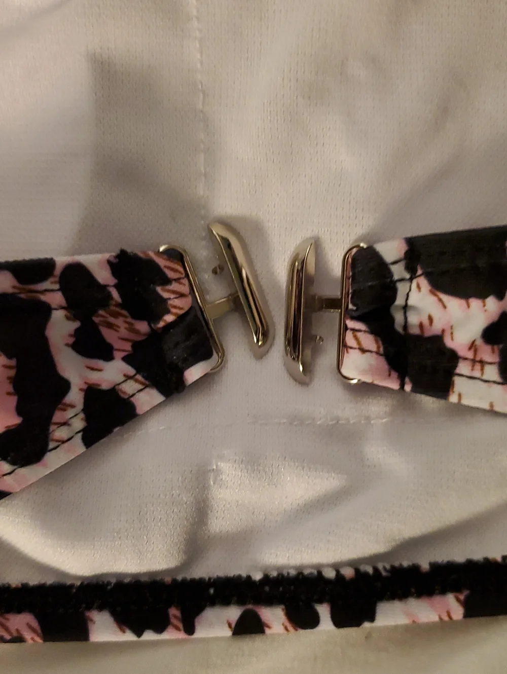 Teens Pink Leopard Print Crop Top with Striped Straps Or Bathing Suit Top Only